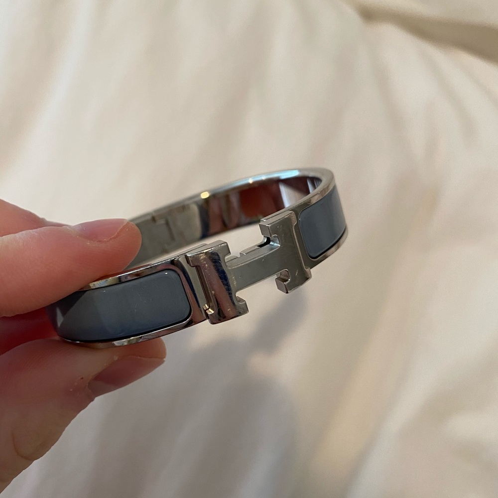 RARE Hermès Clic Clac H Bracelet Palladie Gris - Picture 5 of 5